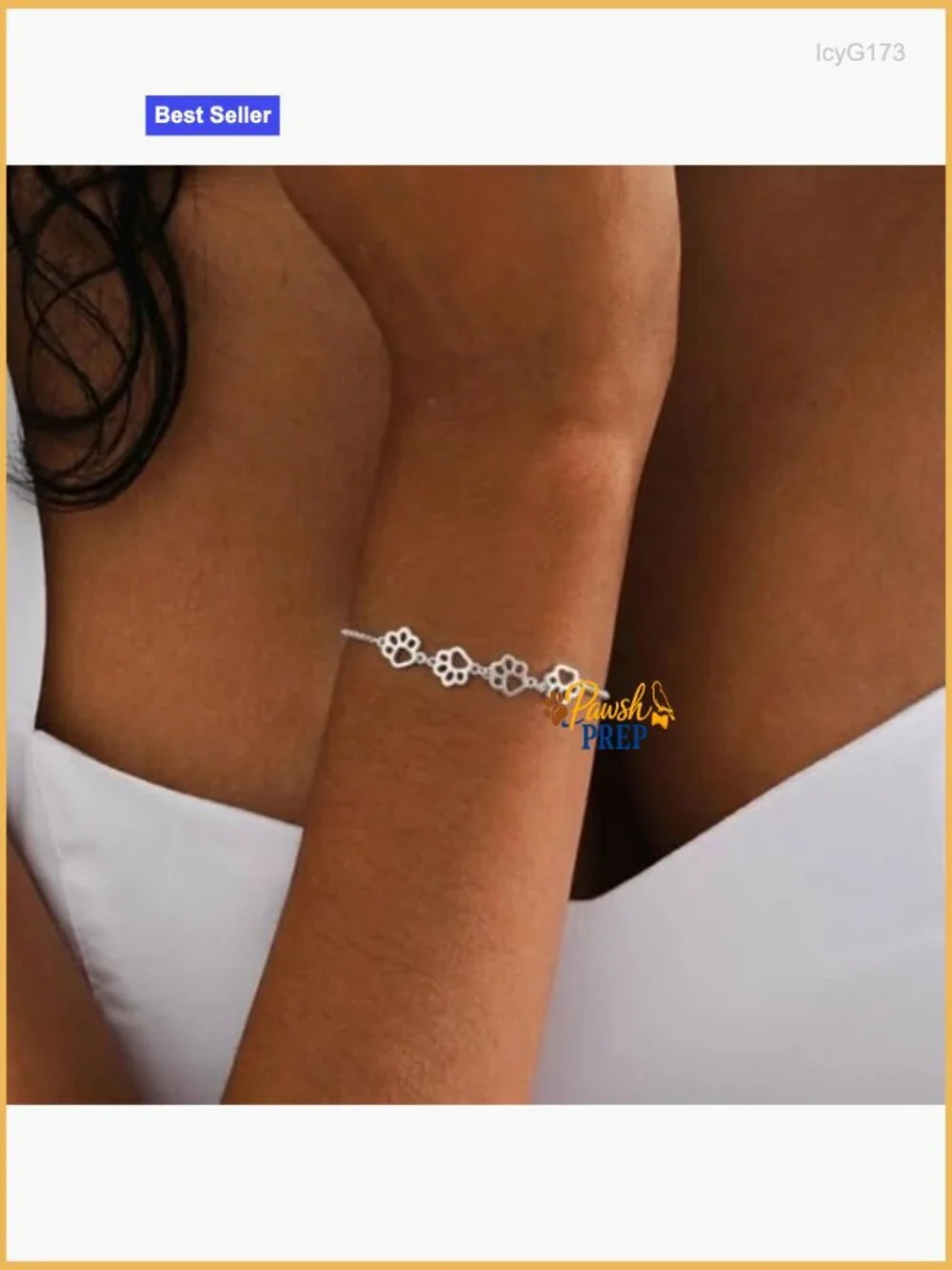 925 Sterling Silver Adjustable Paw Print Charm Bracelet for Pet Lovers